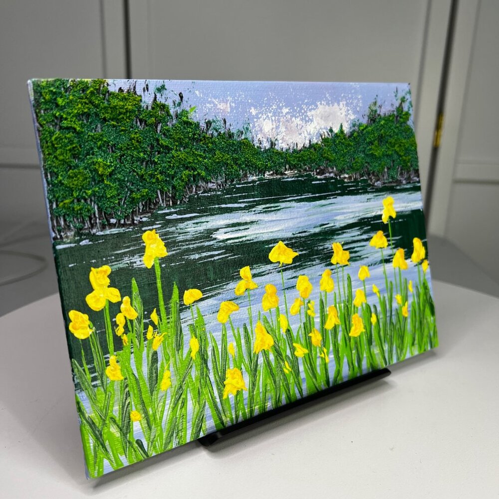 Here Comes Spring Original Impressionist Landscape Nature Theme Painting 6" x 8" - Picture 3 of 6